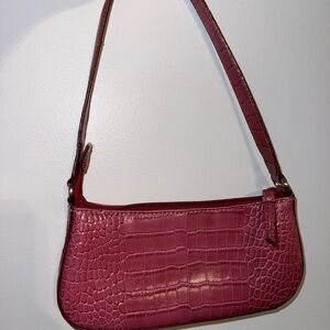 Nine West Pink Croc Mini Shoulder Bag | Y2K Baguette Purse